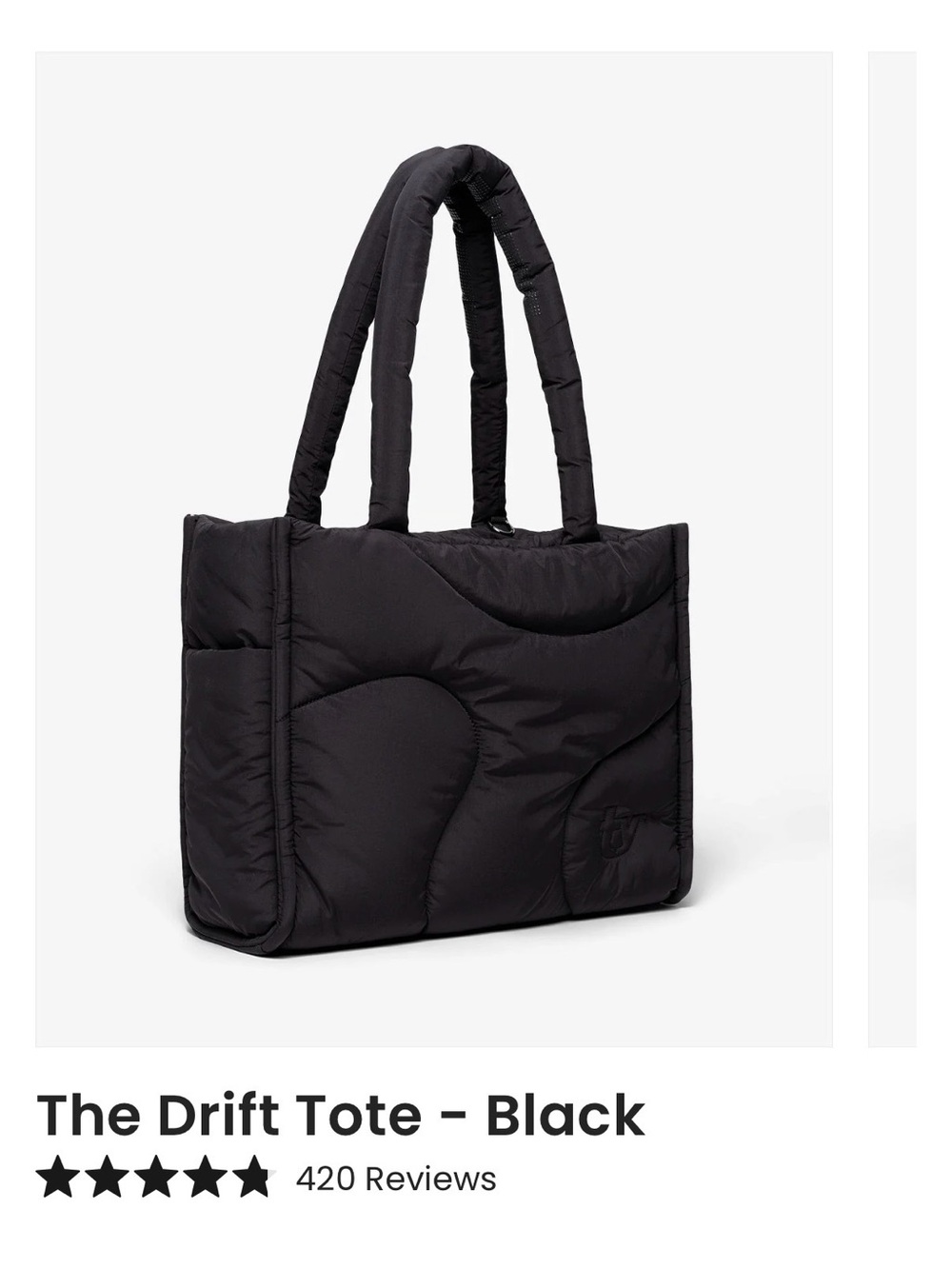The Drift Tote – Black Quilted Everyday Tote